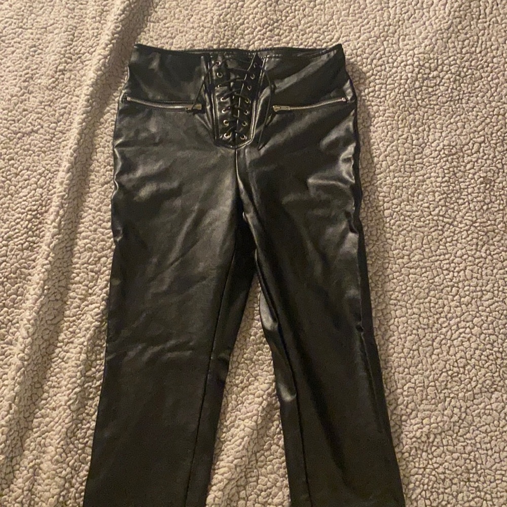 Leather high waisted leggings forever 21
